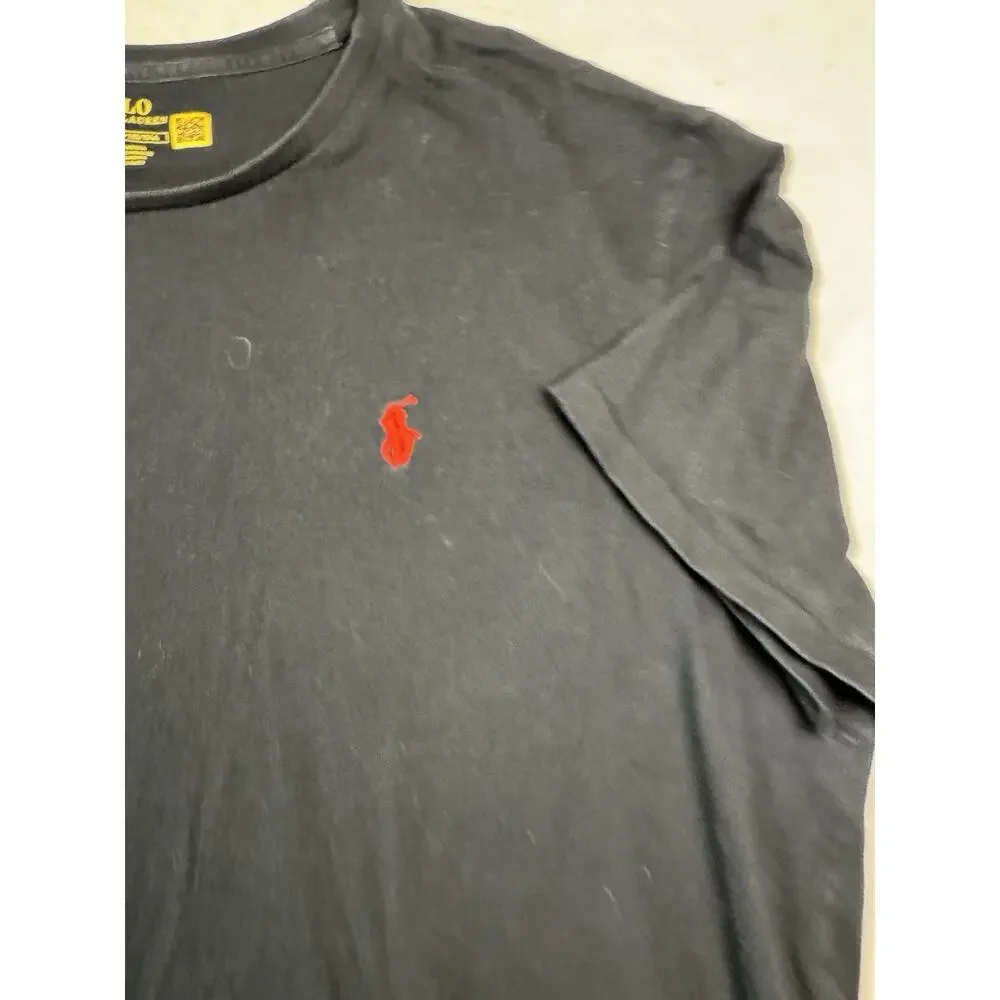 Polo Ralph Lauren Men’s XL Black T Shirt Red Pony Logo Short Sleeve Cotton